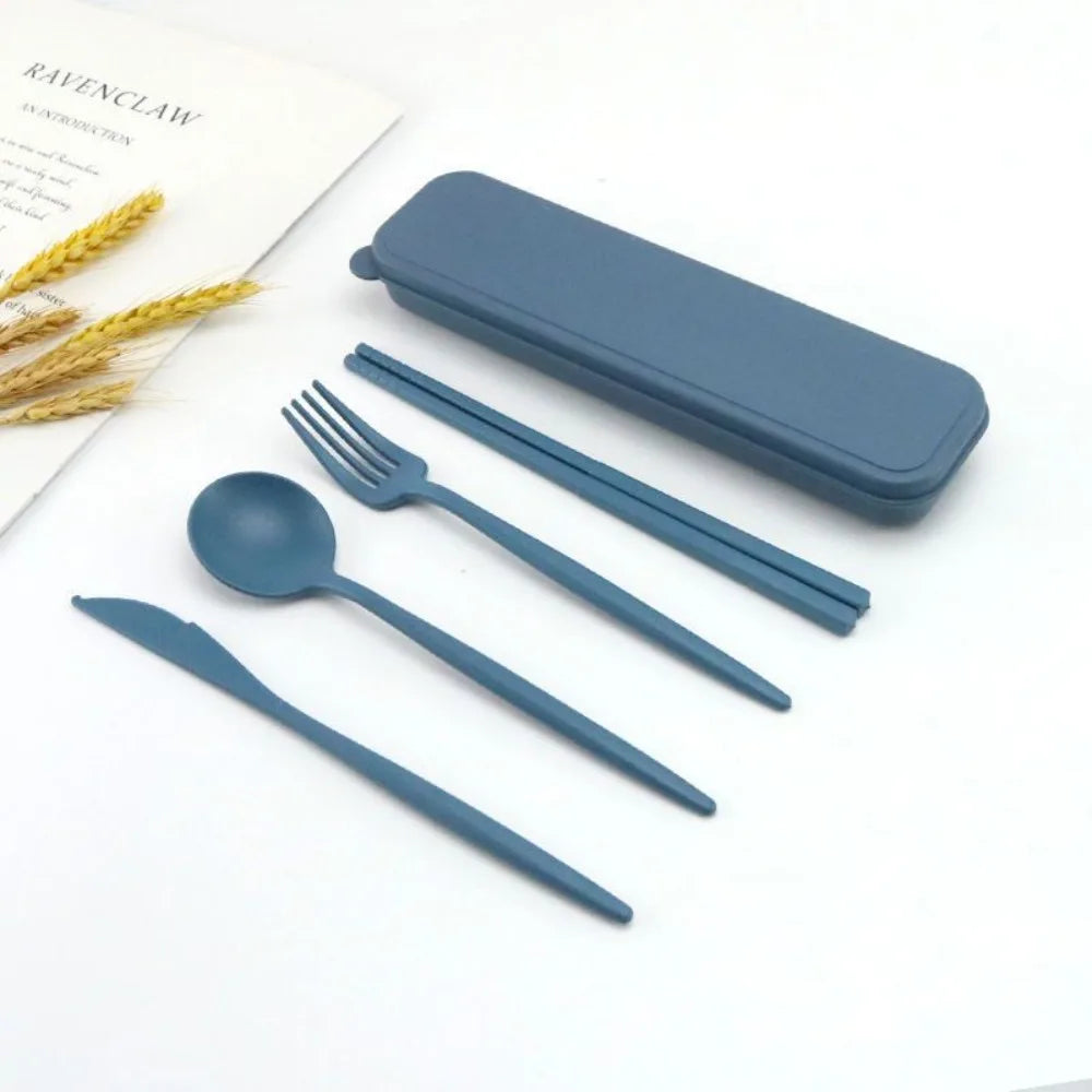 4-Piece Wheat Straw Travel Cutlery Set