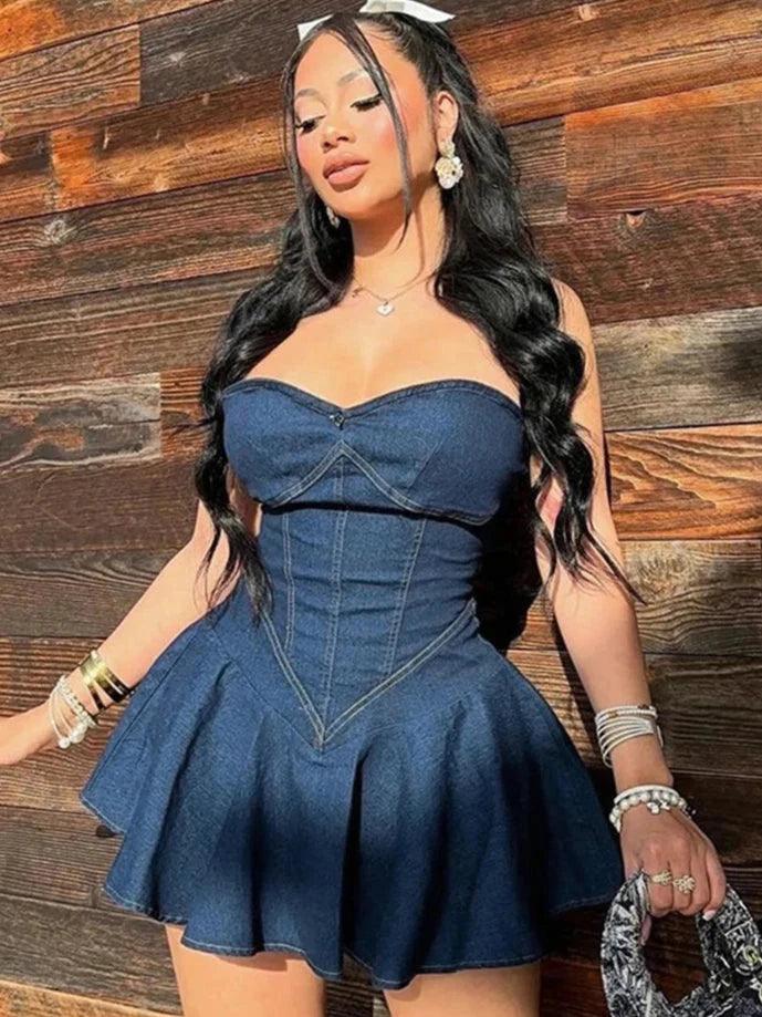 Denim inspired Tube Mini Dress Weekend Shop