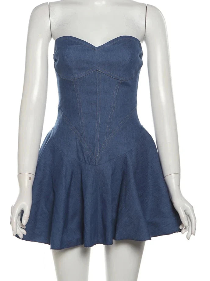 Denim inspired Tube Mini Dress Weekend Shop