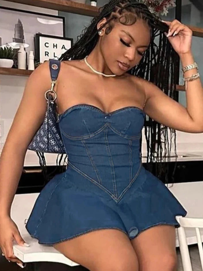 Denim inspired Tube Mini Dress Weekend Shop