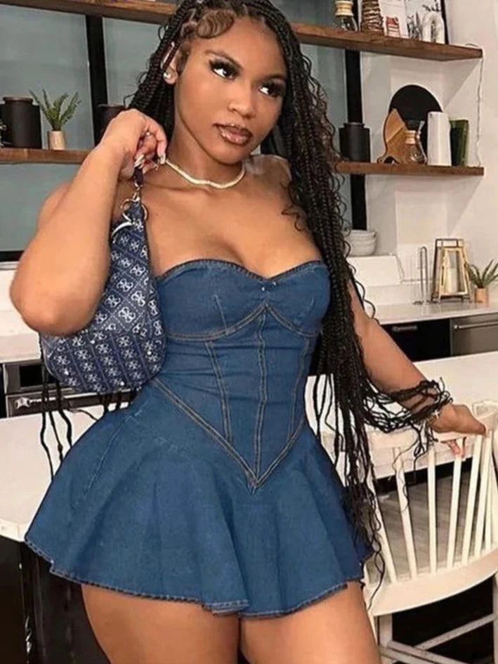 Denim inspired Tube Mini Dress Weekend Shop