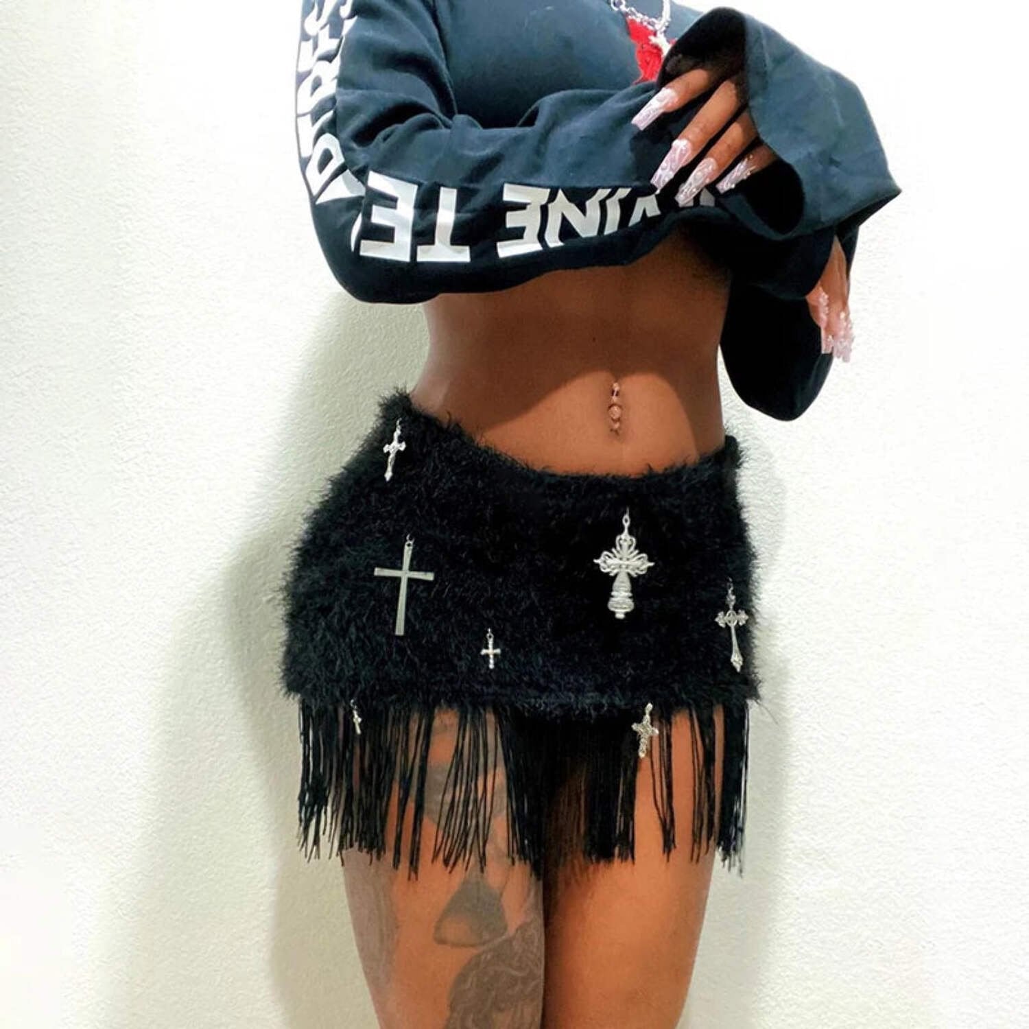 Fashion Cross Printed Tassel Weeknd Shop Online