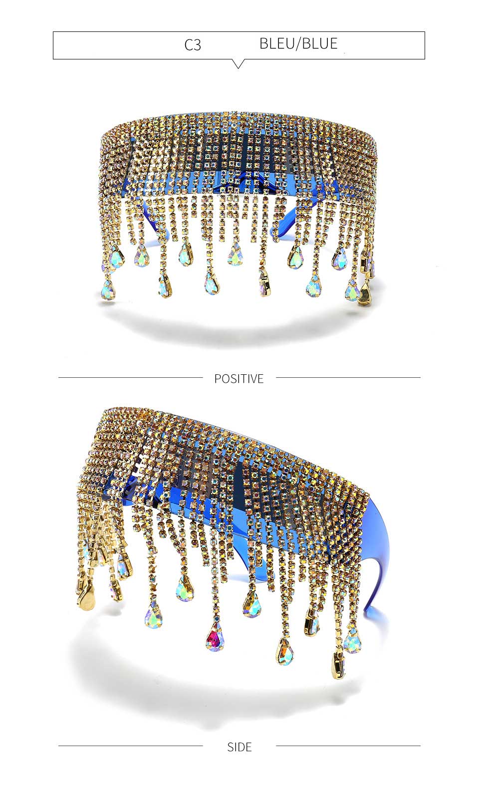 Diamond Tassel Shield Sunglasses Weekend Shade Sunglasses