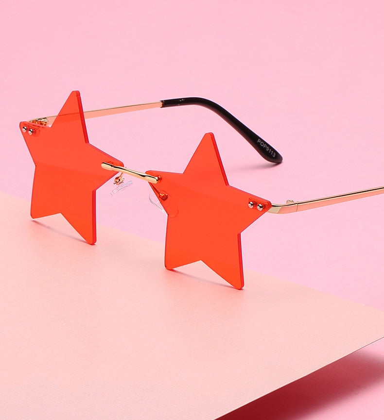 Unique Star Shape Mirror Rimless Sunglasses Weekend Shade Sunglasses