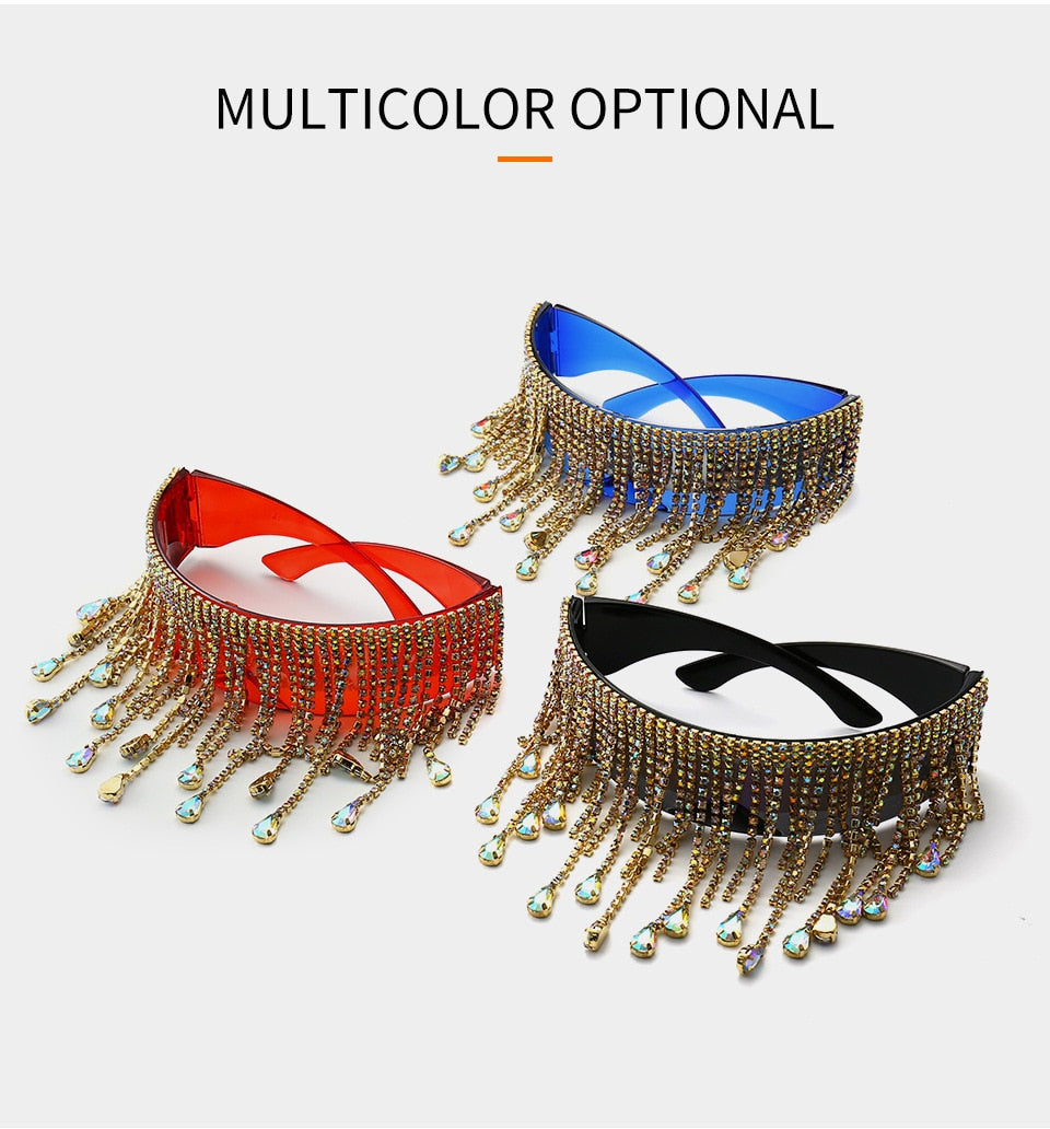 Diamond Tassel Shield Sunglasses Weekend Shade Sunglasses