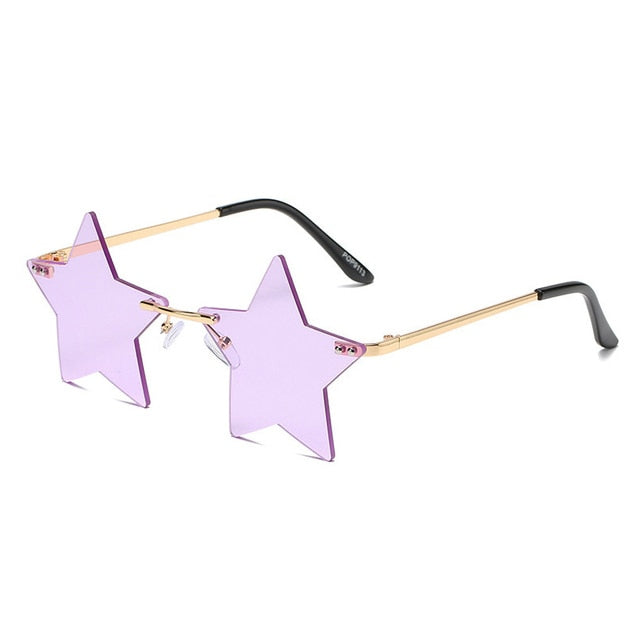 Unique Star Shape Mirror Rimless Sunglasses Weekend Shade Sunglasses