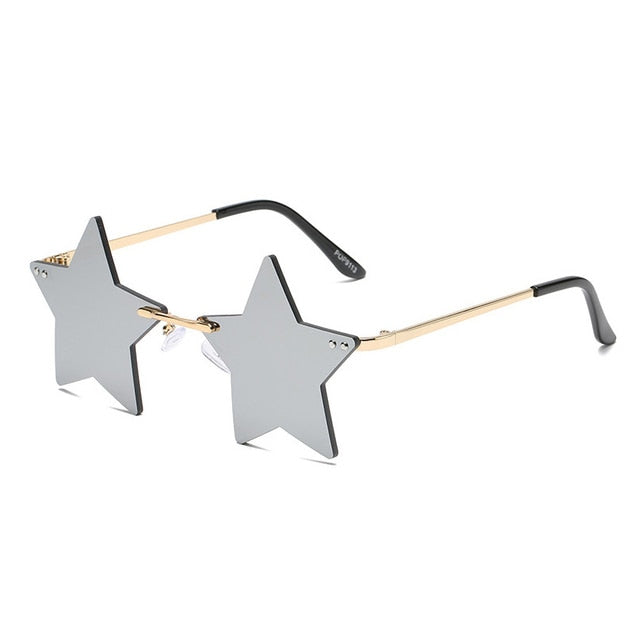 Unique Star Shape Mirror Rimless Sunglasses Weekend Shade Sunglasses