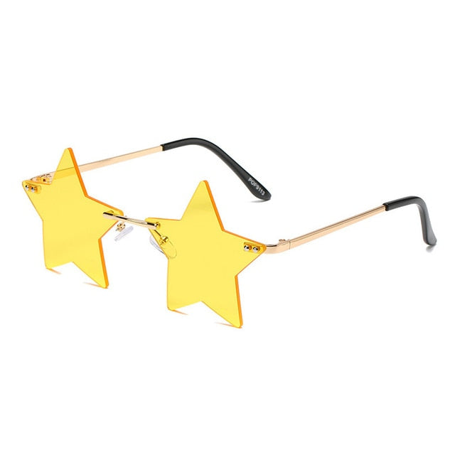 Unique Star Shape Mirror Rimless Sunglasses Weekend Shade Sunglasses