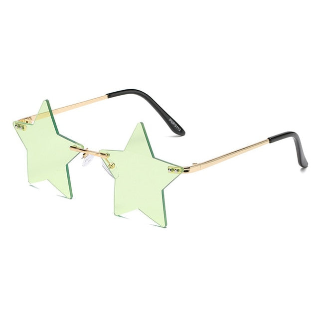 Unique Star Shape Mirror Rimless Sunglasses Weekend Shade Sunglasses