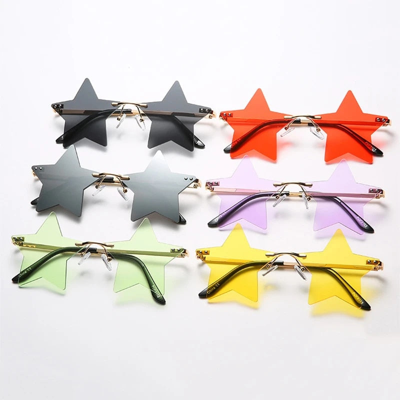 Unique Star Shape Mirror Rimless Sunglasses Weekend Shade Sunglasses