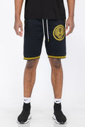 Mens Lion Head Black and Gold Detail Shorts WEIV
