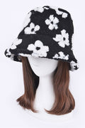 Flower Printed Faux Fur Bucket Hat Artini Accessories