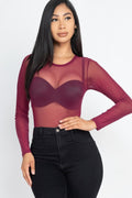 Mesh shirt Sheer blouse Long Sleeves Bodysuit Capella