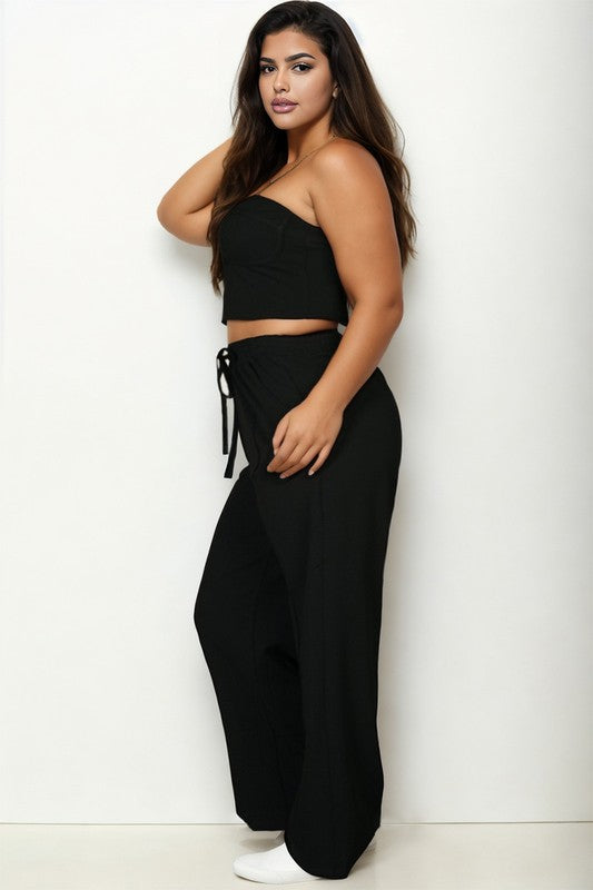 Plus Bustier Crop Cami Top & Pocket Straight Pants Capella