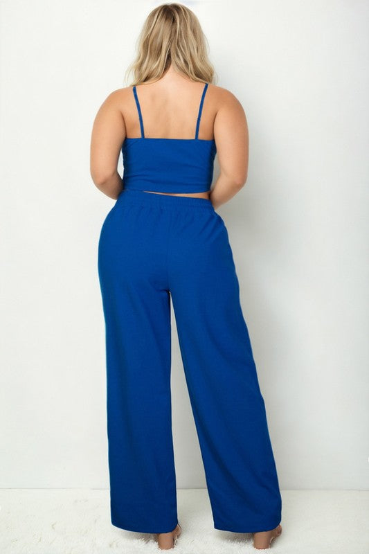 Plus Bustier Crop Cami Top & Pocket Straight Pants Capella