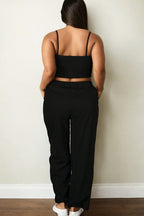 Plus Bustier Crop Cami Top & Pocket Straight Pants Capella