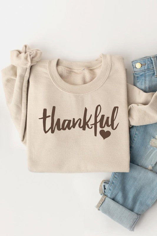 Thankful Heart Graphic Fleece Sweatshirts Color Bear