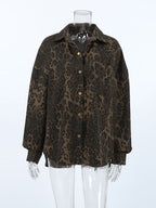 Leopard Print Collared Long Sleeve Jacket