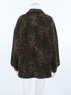 Leopard Print Collared Long Sleeve Jacket