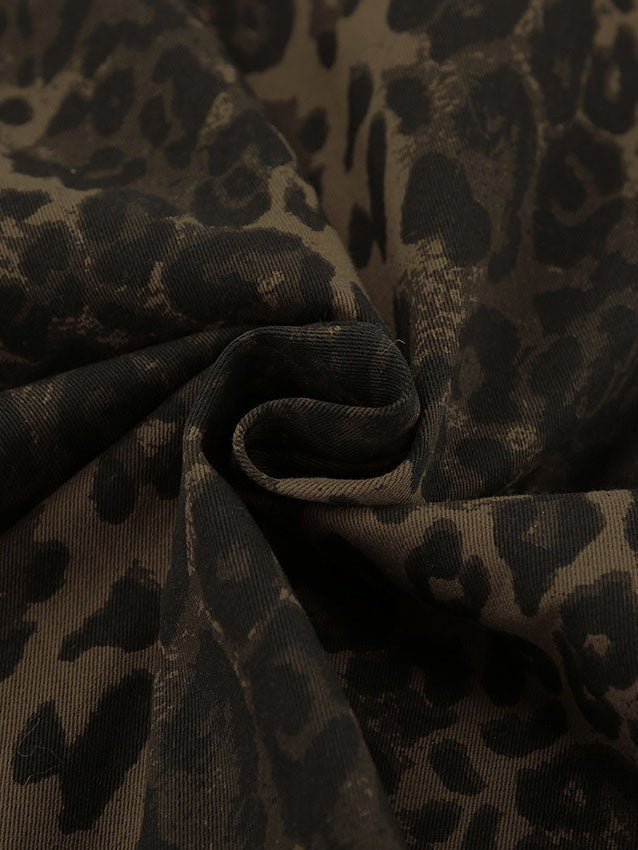 Leopard Print Collared Long Sleeve Jacket