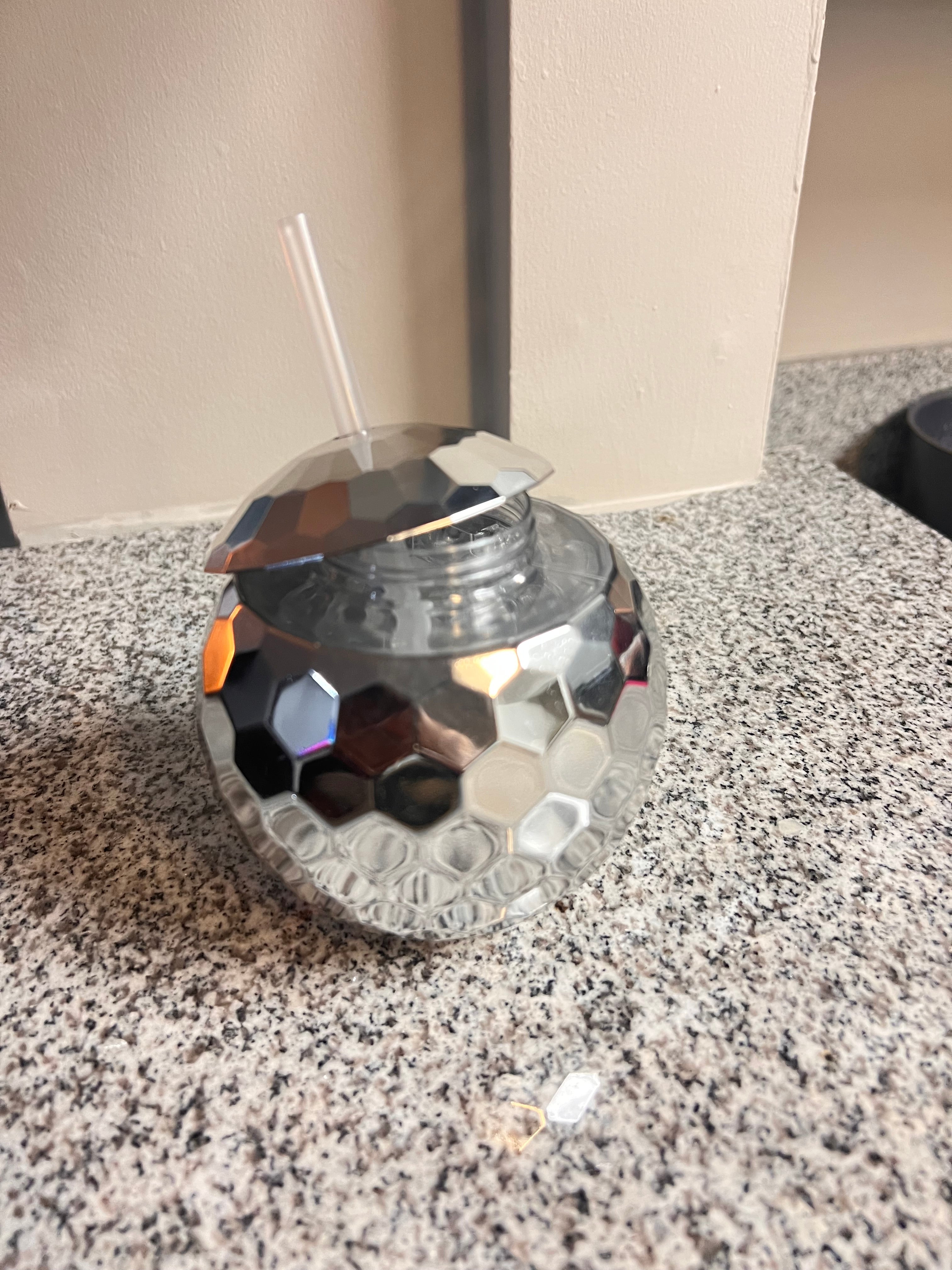 Disco Ball Plastic Cup with Straw