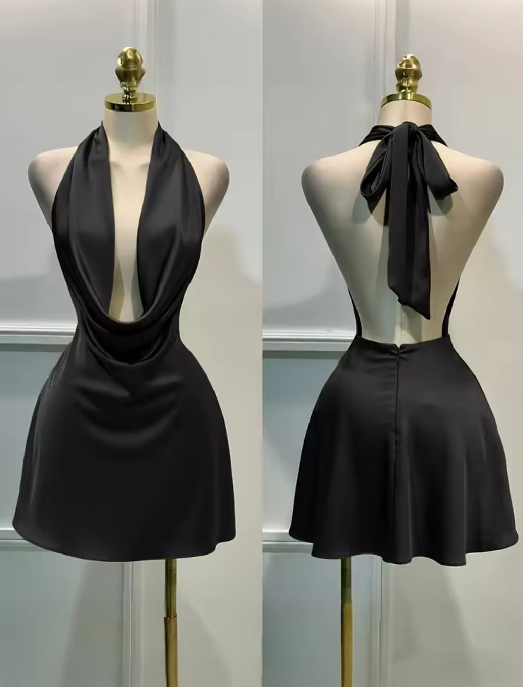 Women Elegant Solid Satin Dress