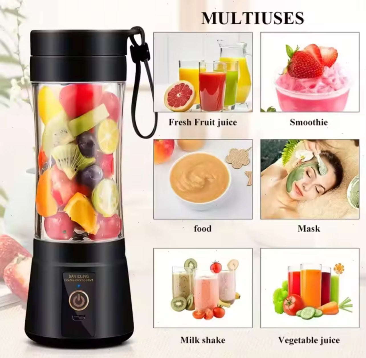 Portable USB Charging Mini Blender and Juicer 15 OZ