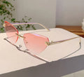 Retro Metal Rimless Triangle Sunglasses Weekend Shade Sunglasses