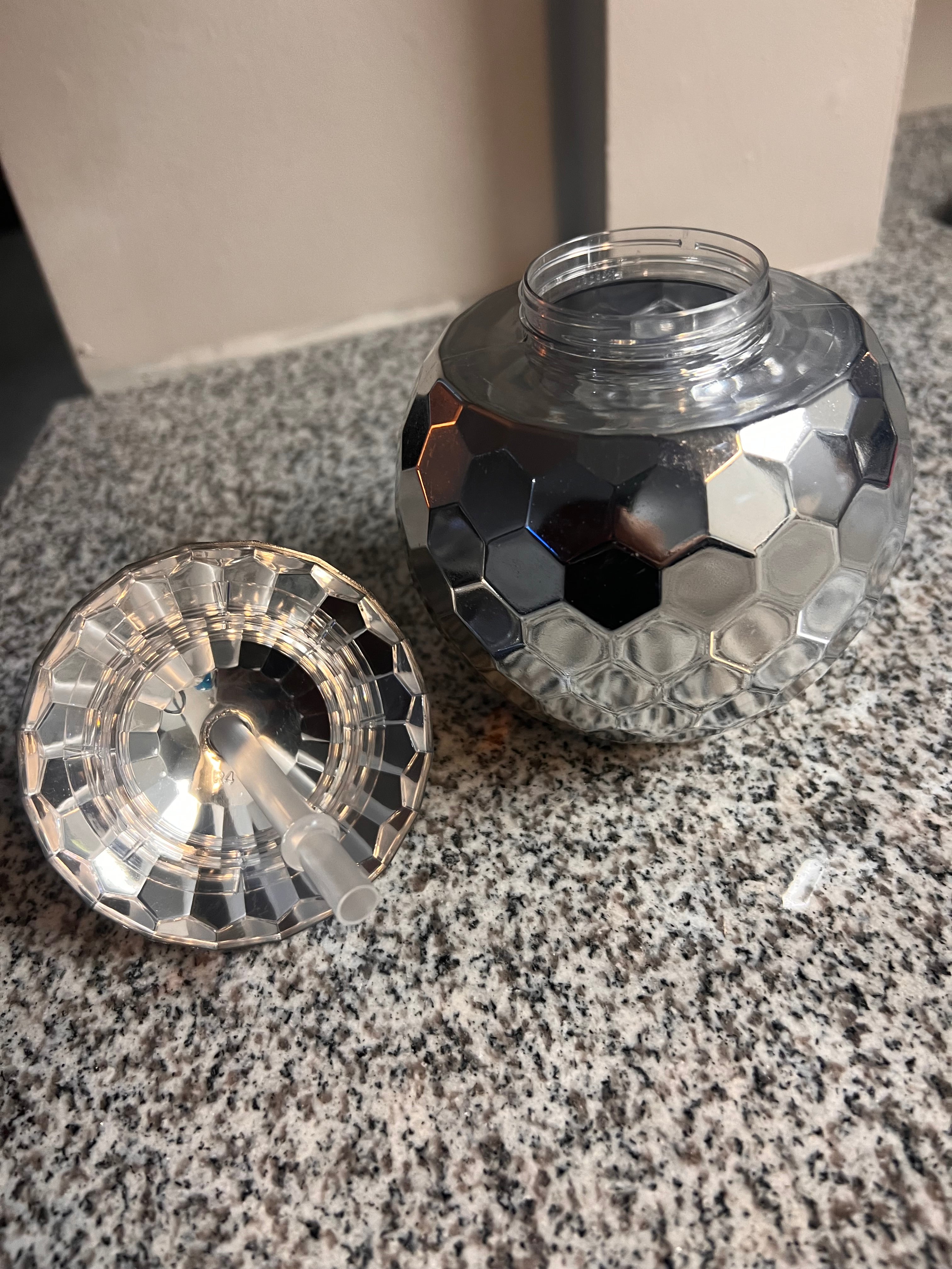 Disco Ball Plastic Cup with Straw