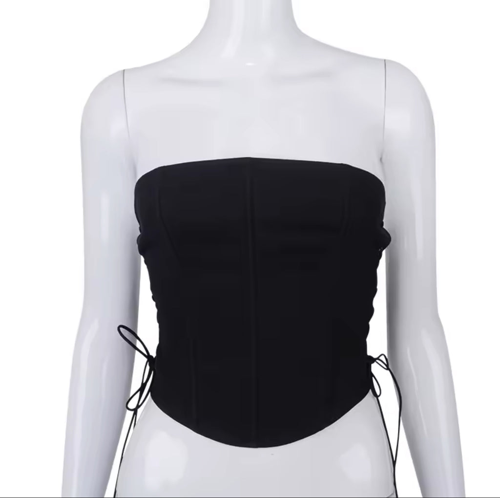 Sexy Adjustable Black Corset Top