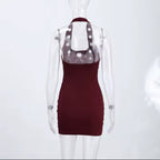 “Love your Island” Sexy Black U-Neck Halter Bodycon Dress