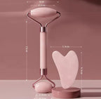 2Pcs Face Massager Roller & Gua Sha Board Set
