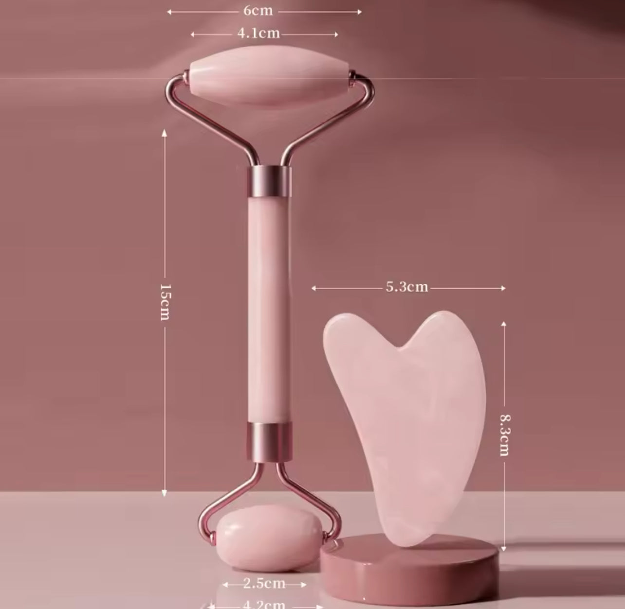 2Pcs Face Massager Roller & Gua Sha Board Set