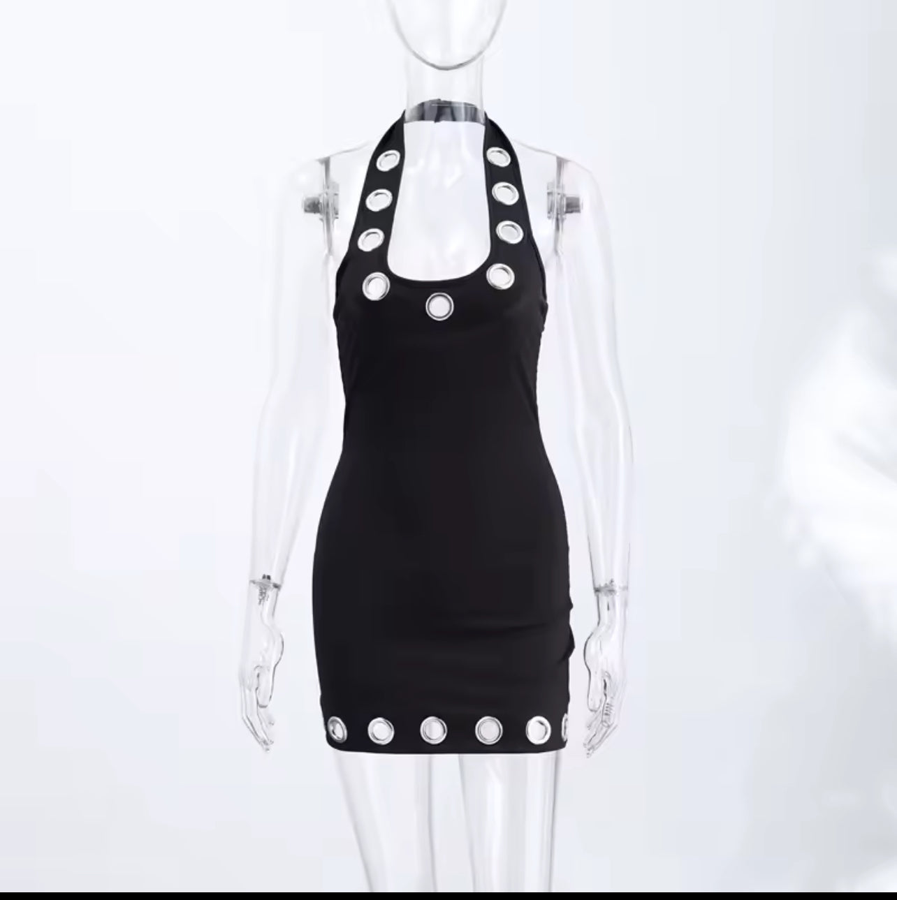 “Love your Island” Sexy Black U-Neck Halter Bodycon Dress