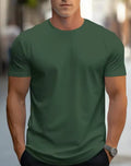 Men's Casual Solid Color Short Sleeve Round Neck T-Shirt For Summer Weekend Shade Sunglasses