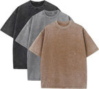 Men's Oversized Heavy Cotton Summer T-Shirt Vintage Tee Loose Fit Short Sleeve