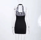 “Love your Island” Sexy Black U-Neck Halter Bodycon Dress