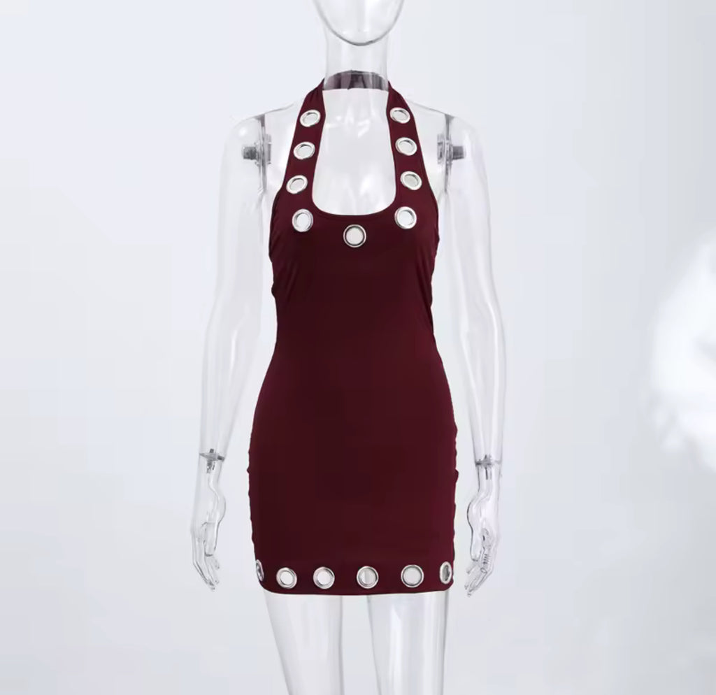 “Love your Island” Sexy Black U-Neck Halter Bodycon Dress