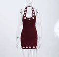 “Love your Island” Sexy Black U-Neck Halter Bodycon Dress