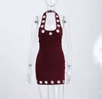 “Love your Island” Sexy Black U-Neck Halter Bodycon Dress