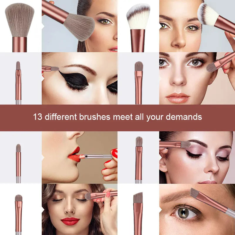 Pink 13PCS Makeup Brushes Set – Super Soft Detail Brushes