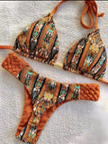 ”Sun Burnt” Print Halter Mini Thong High-Cut Weeknd Shop Online