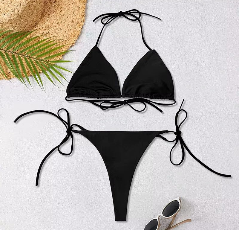 Women's Solid-Color Halter Bikini