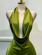 Women Elegant Solid Satin Dress