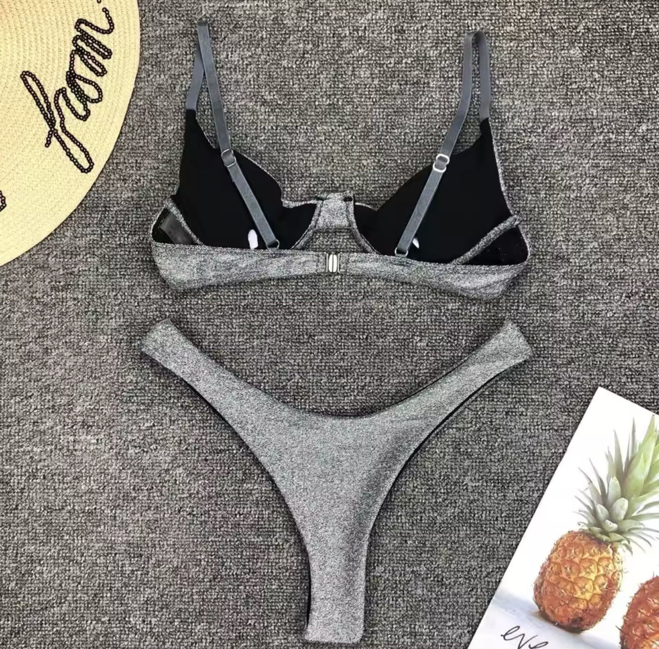 2pc Silver Glitter Bikini Set
