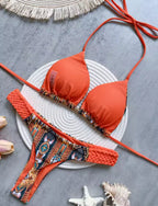 ”Sun Burnt” Print Halter Mini Thong High-Cut