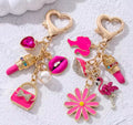 Pretty Rose Red Bag & Flamingos Lipstick Enamel Keychain Set Weeknd Shop Online