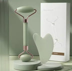 2Pcs Face Massager Roller & Gua Sha Board Set