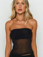 Mesh Black Fitted Tube Top