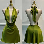 Women Elegant Solid Satin Dress